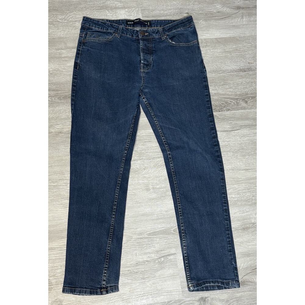 Denim Co. Jeans Button Fly Slim Womens 33x30 Blue Stretch Denim Mid Rise